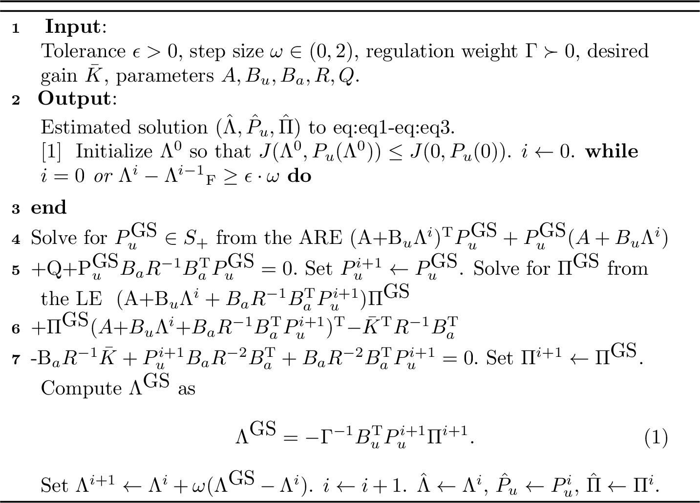 Figure 2: Block Successive Over-relaxation Algorithm to solve ?? ??
