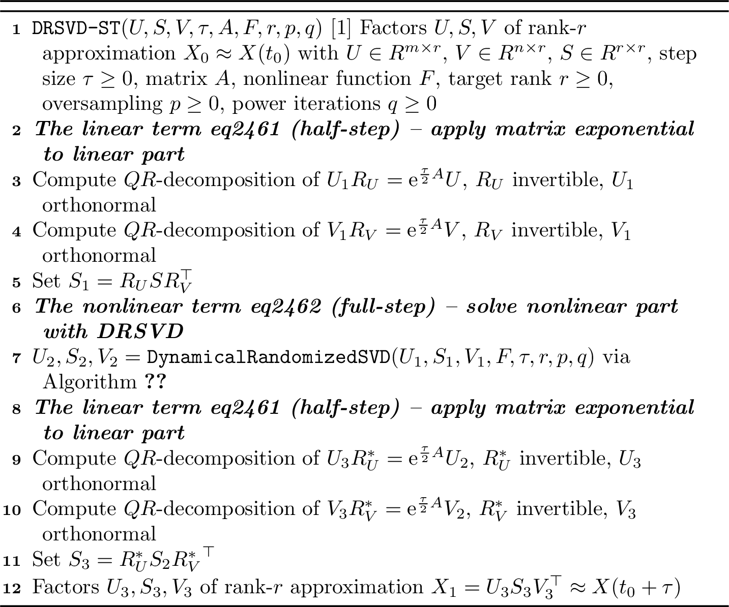 Figure 2: DRSVD-ST method for 1 , single time step