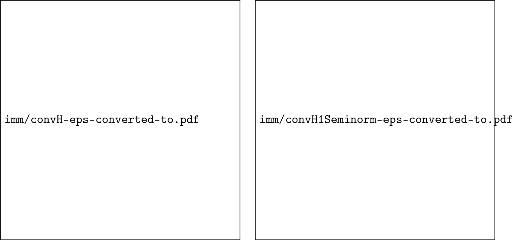 Figure 2: Convergence analysis: convergence curves for different mesh types and polynomial degrees. The error indicator err is shown on the left, and the H^1 seminorm of the error on the right.
