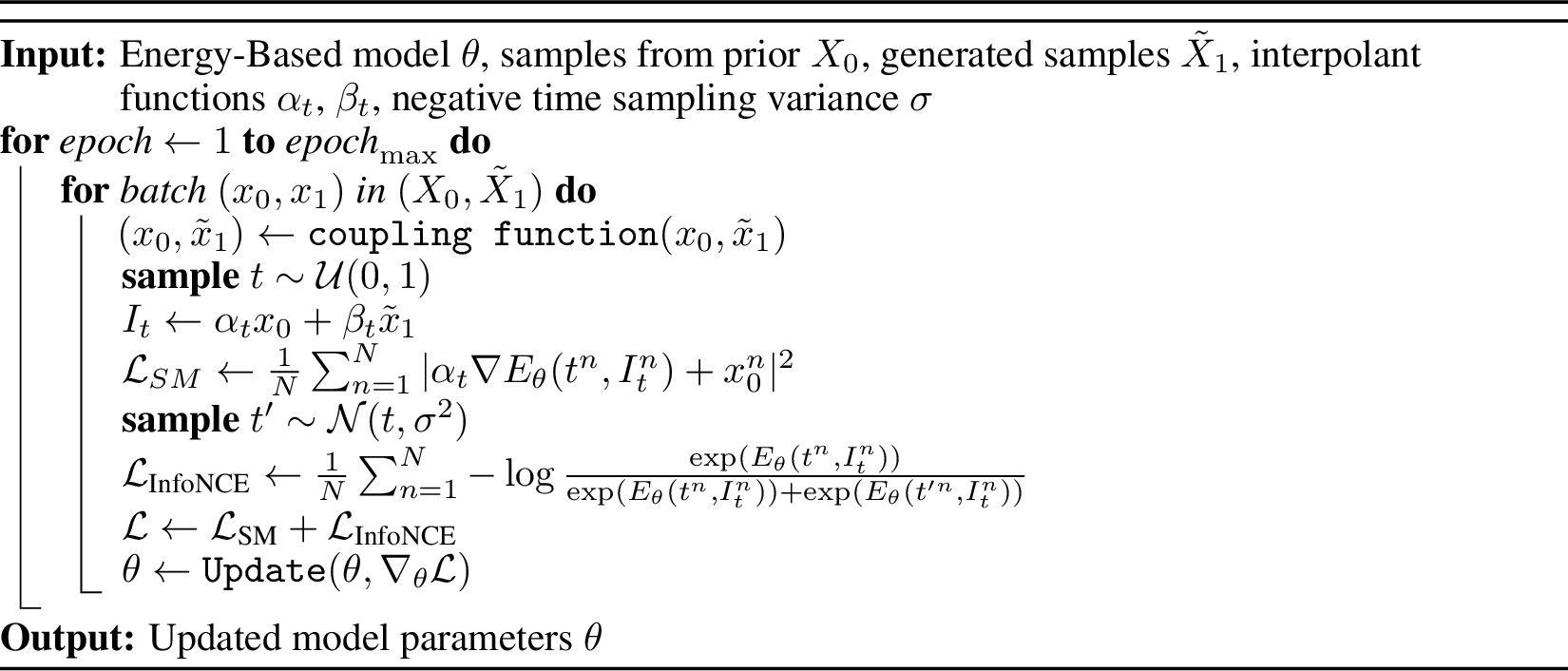 Figure 6: Training EBM with stochastic interpolants, InfoNCE, and score matching