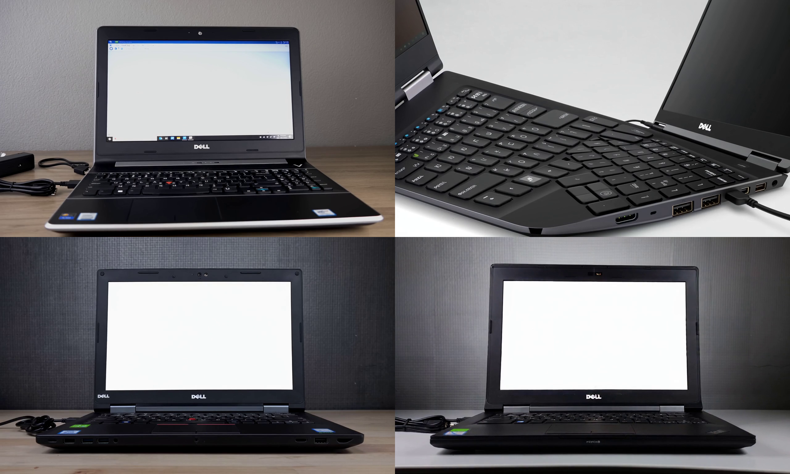 Figure 7: Input prompt: A sleek black laptop made of durable aluminium with a flat rectangular shape. It is a medium-sized device with a 14-inch screen. The laptop features a backlit keyboard and comes with a charger. The text on the device reads ‘Dell.’