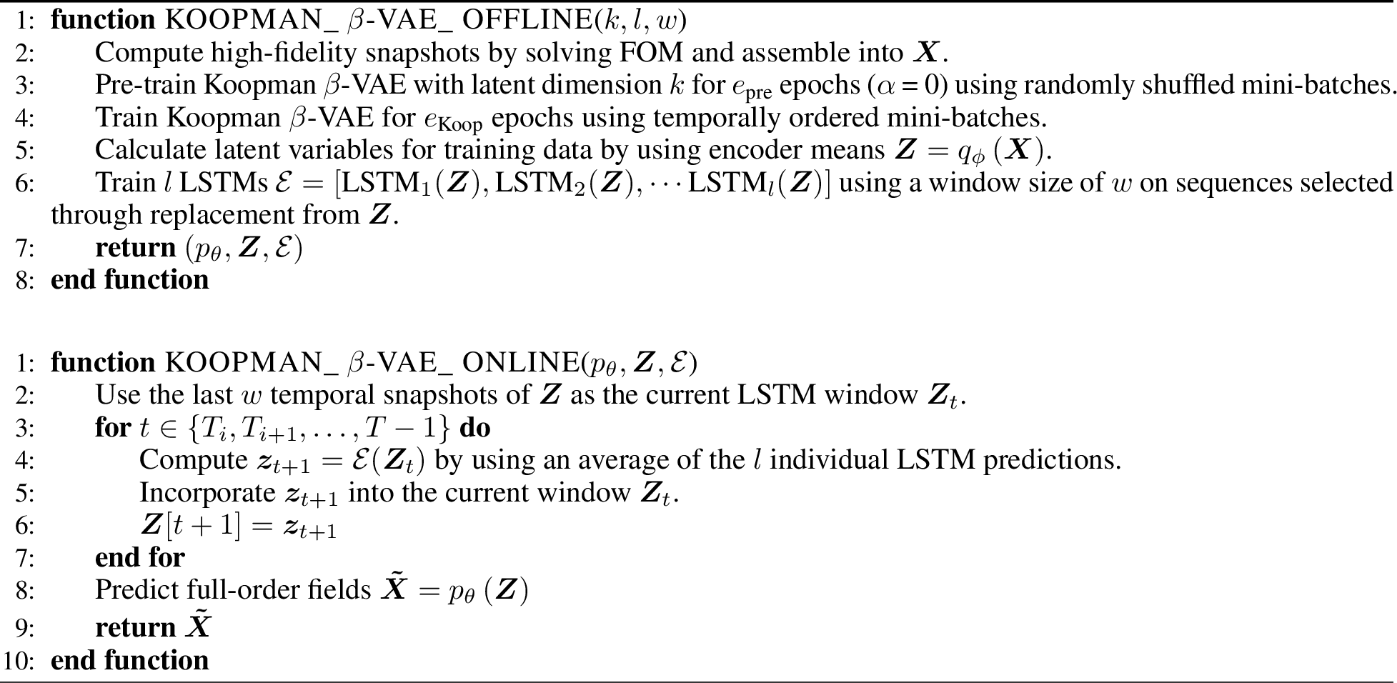 Figure 3: Offline and online stages of Koopman \beta-VAE ROM
