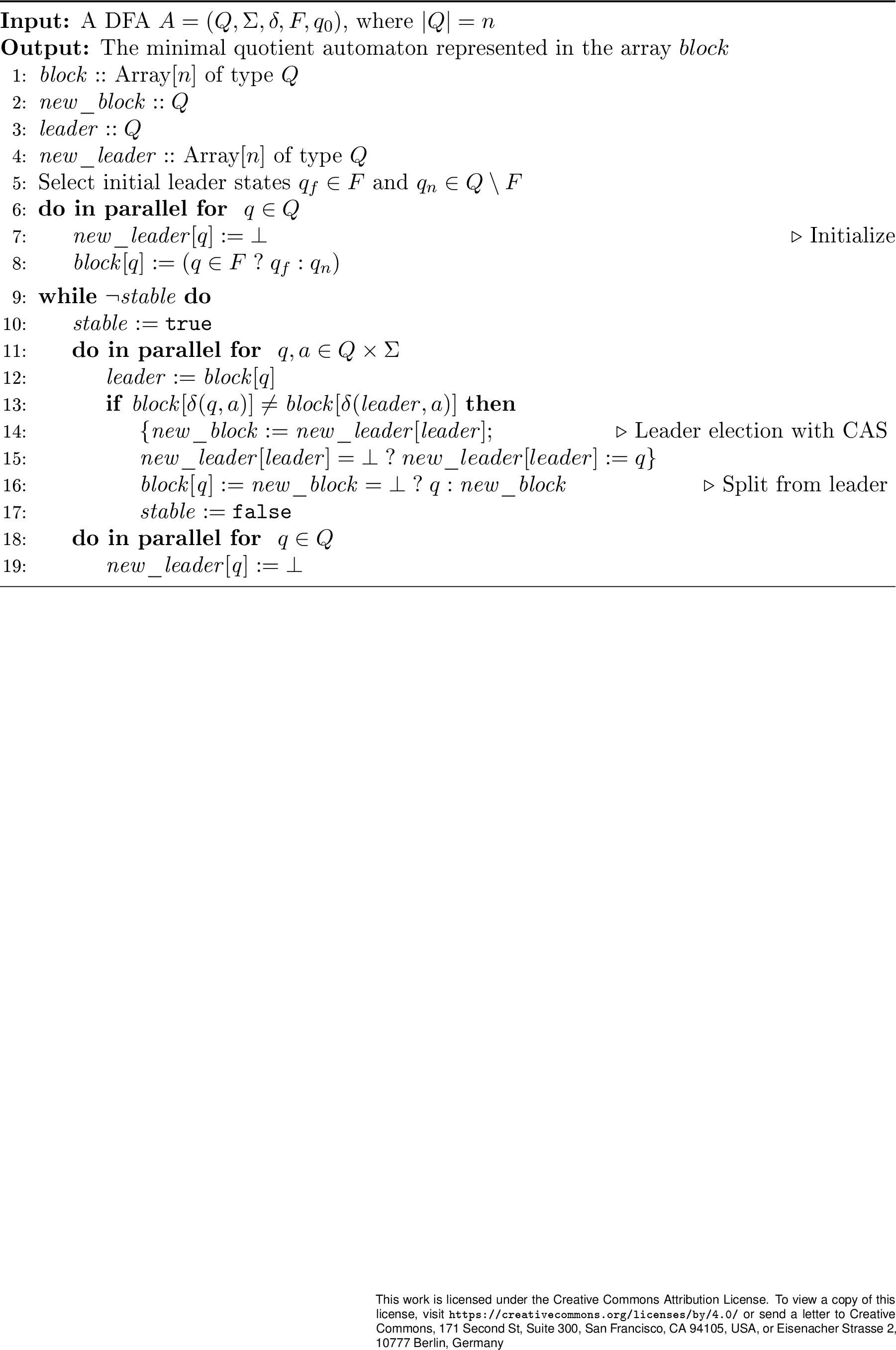 Figure 3: Parallel leader-election based \mathtt{naivePR} with atomics.