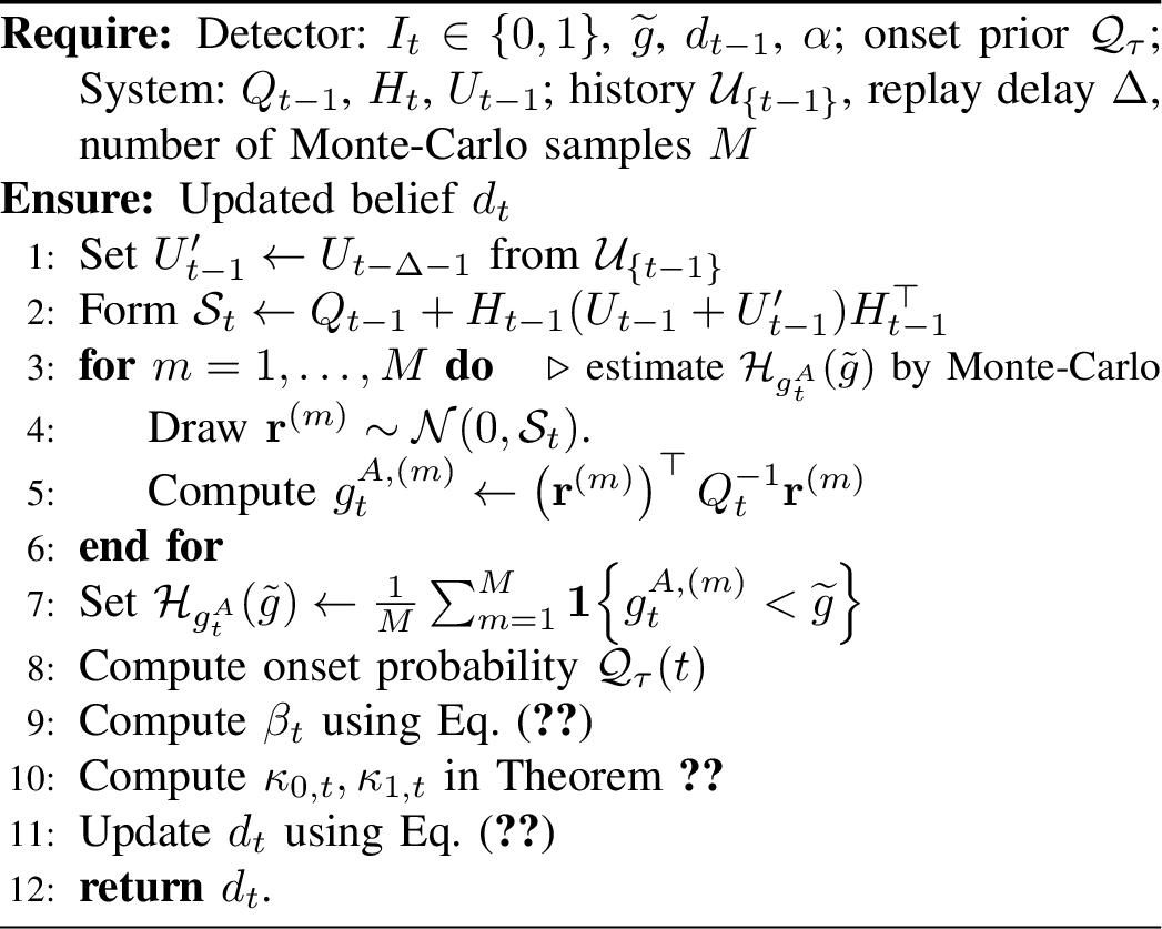 Figure 3: Online belief update under nominal model in § 2
