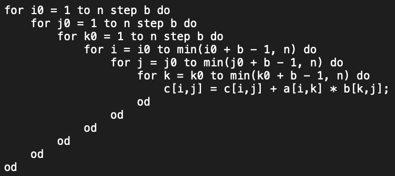 Figure 1: Tiled matrix multiplication pseudocode [4].