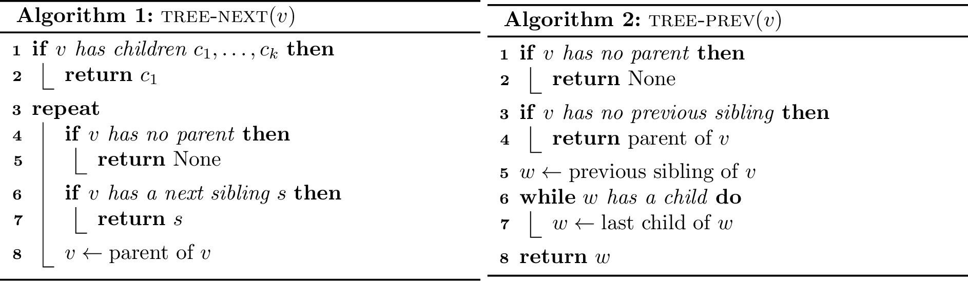 Figure 6: Locate the successor and predecessor of a vertex v in the DFS order of an ordered tree.