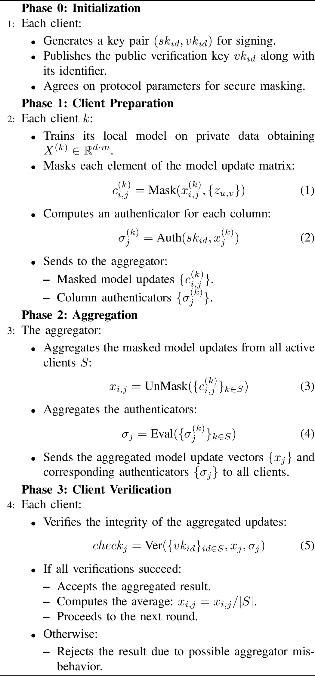 Figure 1: Secure and Verifiable Federated Aggregation Protocol