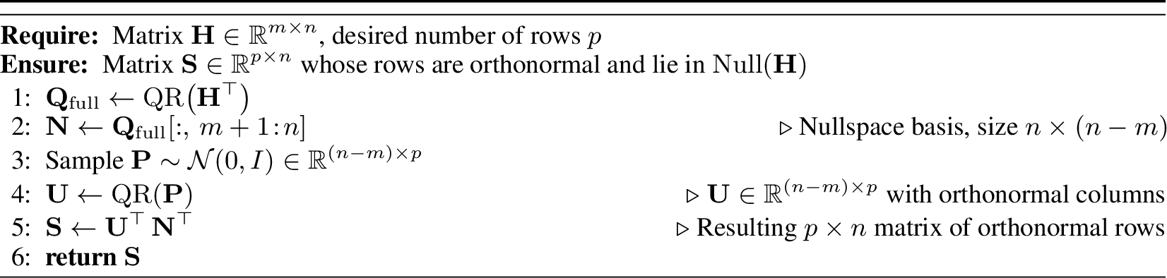 Figure 6: Generate Orthonormal Rows to \mathbf{H} via QR decomposition