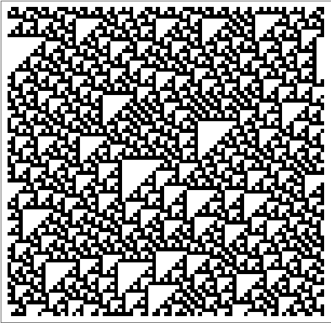 Figure 7: A time evolution pattern of the rule 102 ECA
