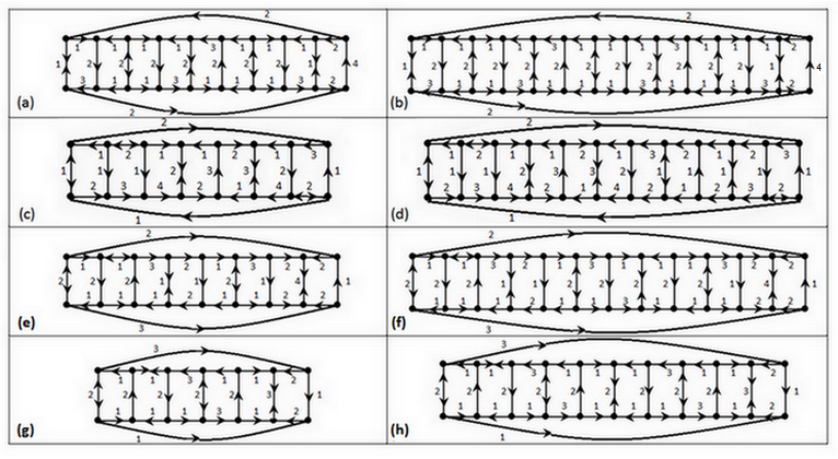 Figure 11: Nowhere-zero 5-flow on the exceptional cases of CL_{n}