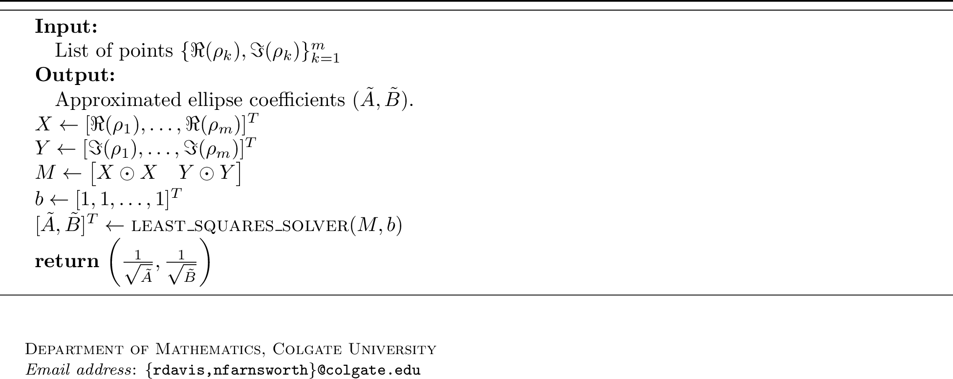 Figure 2: Linear Least Squares Ellipse Fit