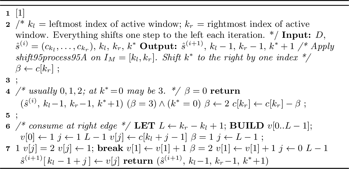Figure 12: Shift-and-Reseed (\mathcal{A}_{M,t}) — one stage