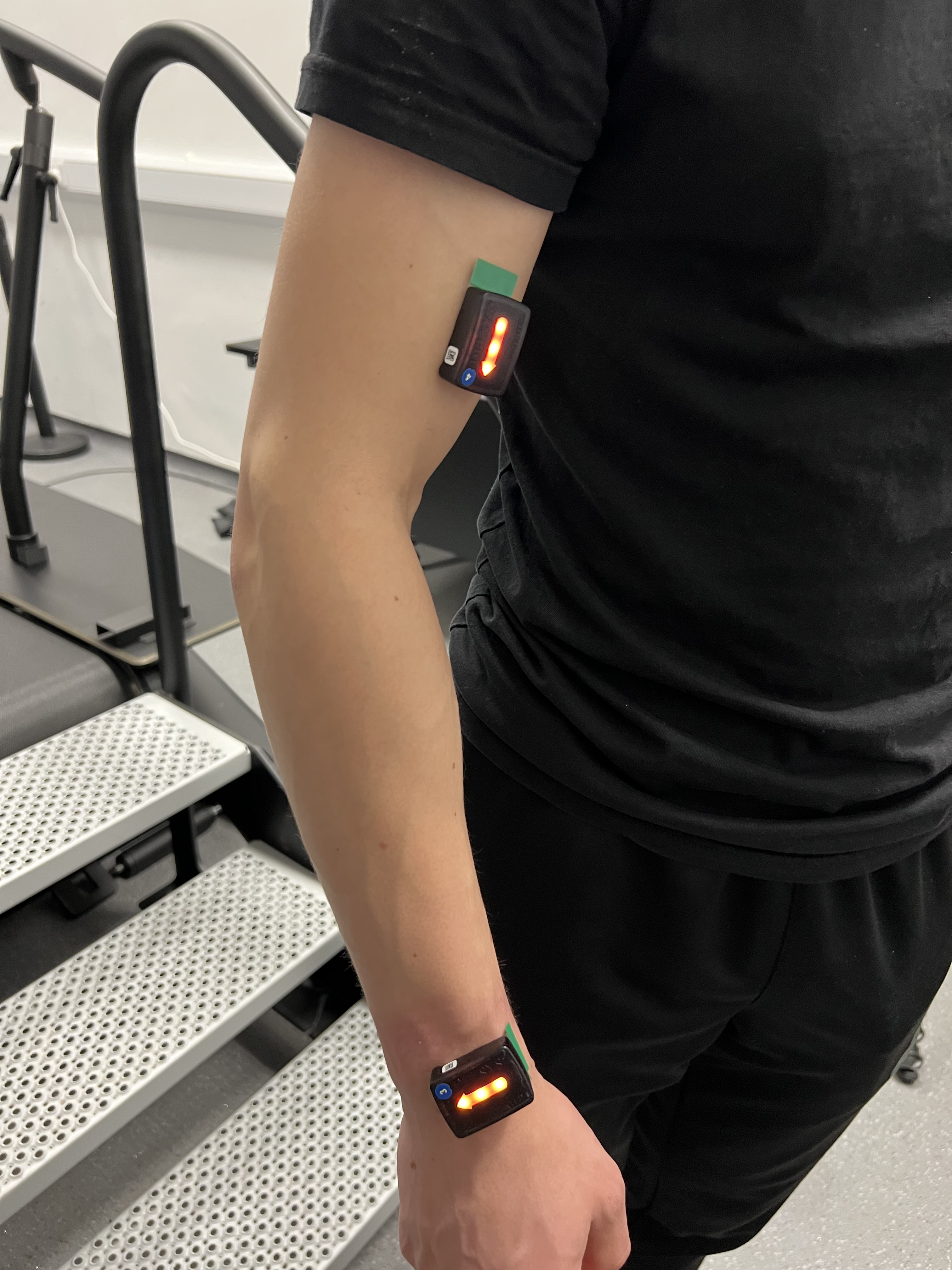 Figure 1: Delsys sensor units attached to a participant.