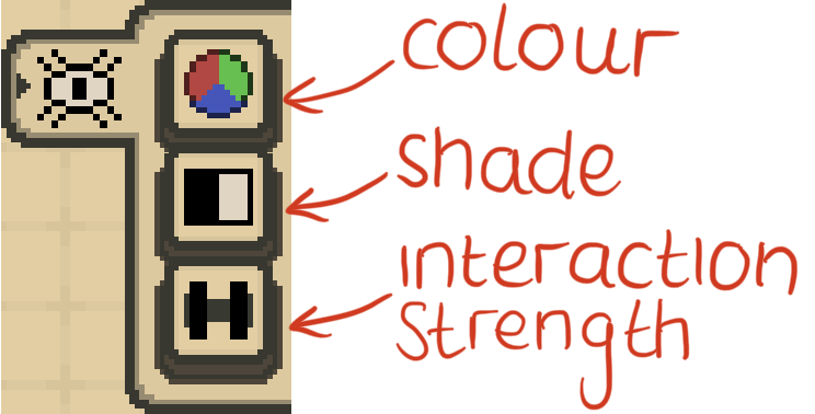 Figure 12: The vision tab, used to display visual overlays. These are colour flow, shade flow, and interaction strength.