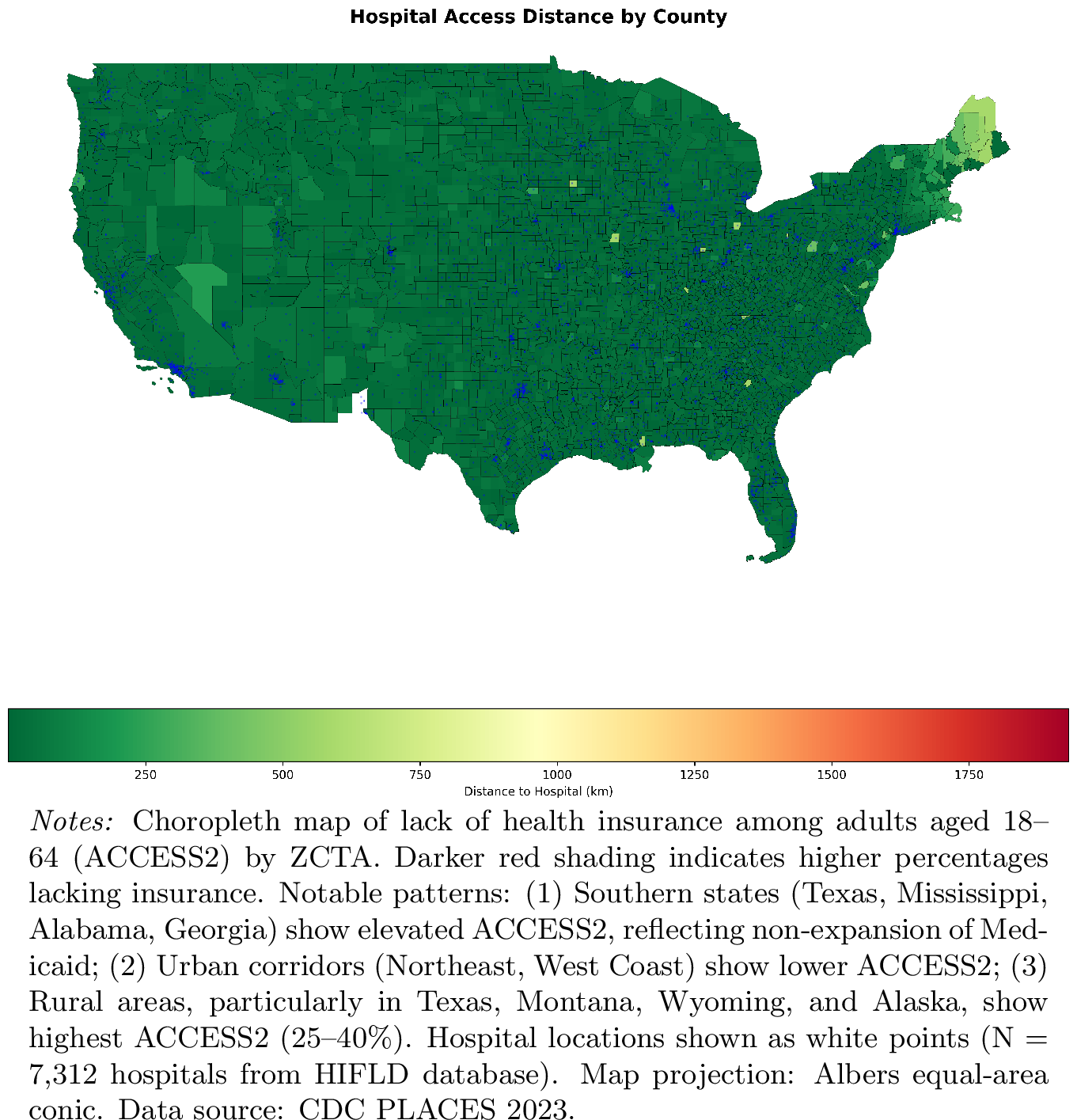 Figure 2: Geographic Distribution of Healthcare Access (ACCESS2)
