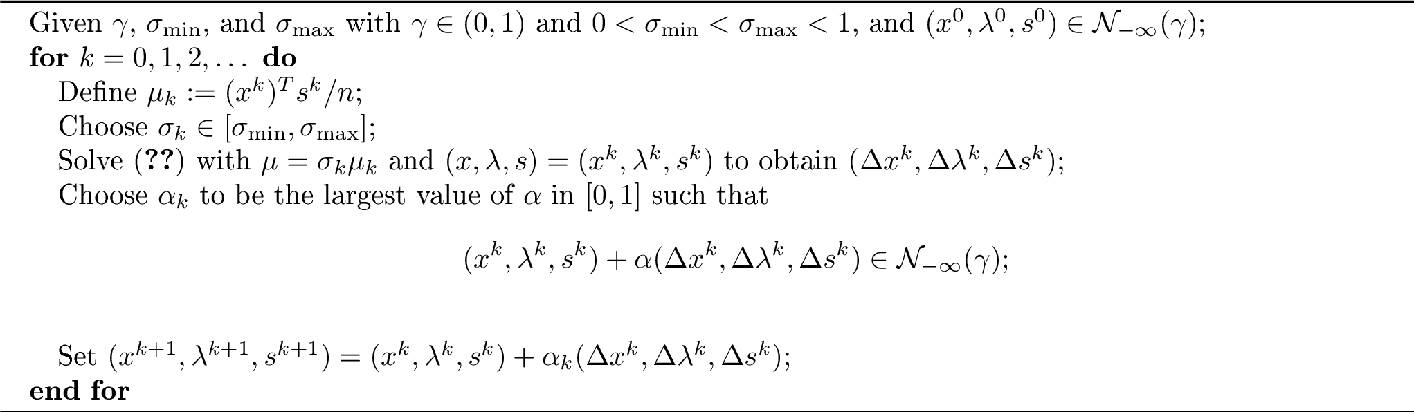 Figure 1: LPF: Long-Step Path-Following Algorithm for 2