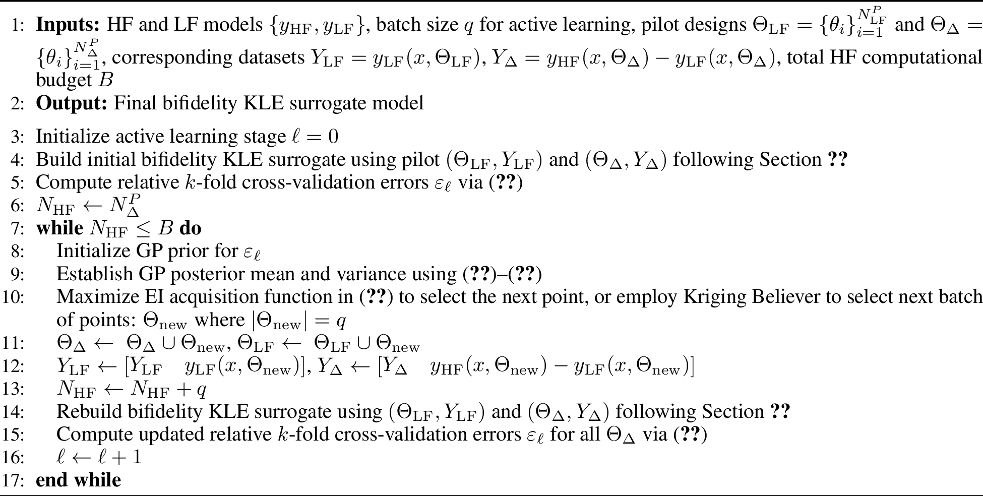 Figure 1: Construction of bifidelity KLE surrogate with active learning (BF-KLE-AL).