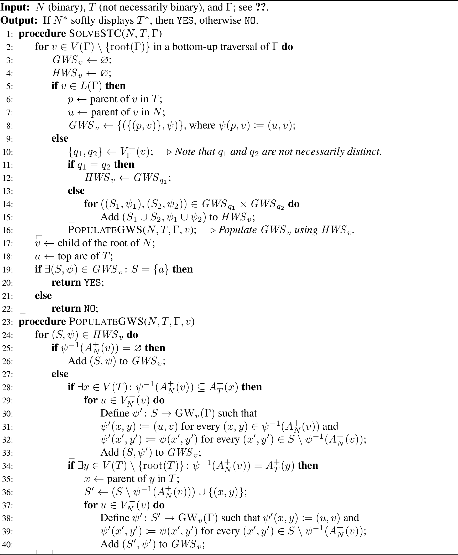 Figure 6: Solve Soft Tree Containment on N^* and T^*.