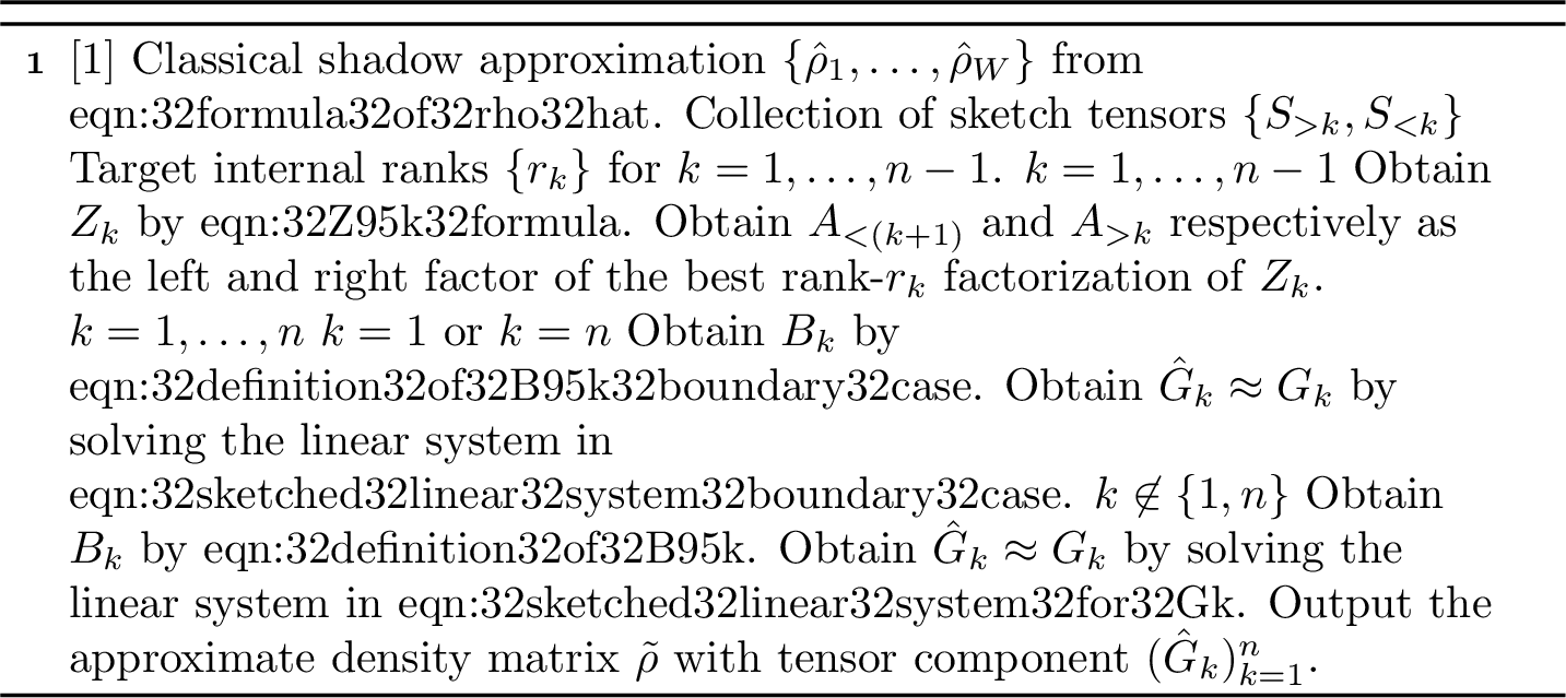 Figure 4: Sketch tomography for quantum state tomography under MPS assumption