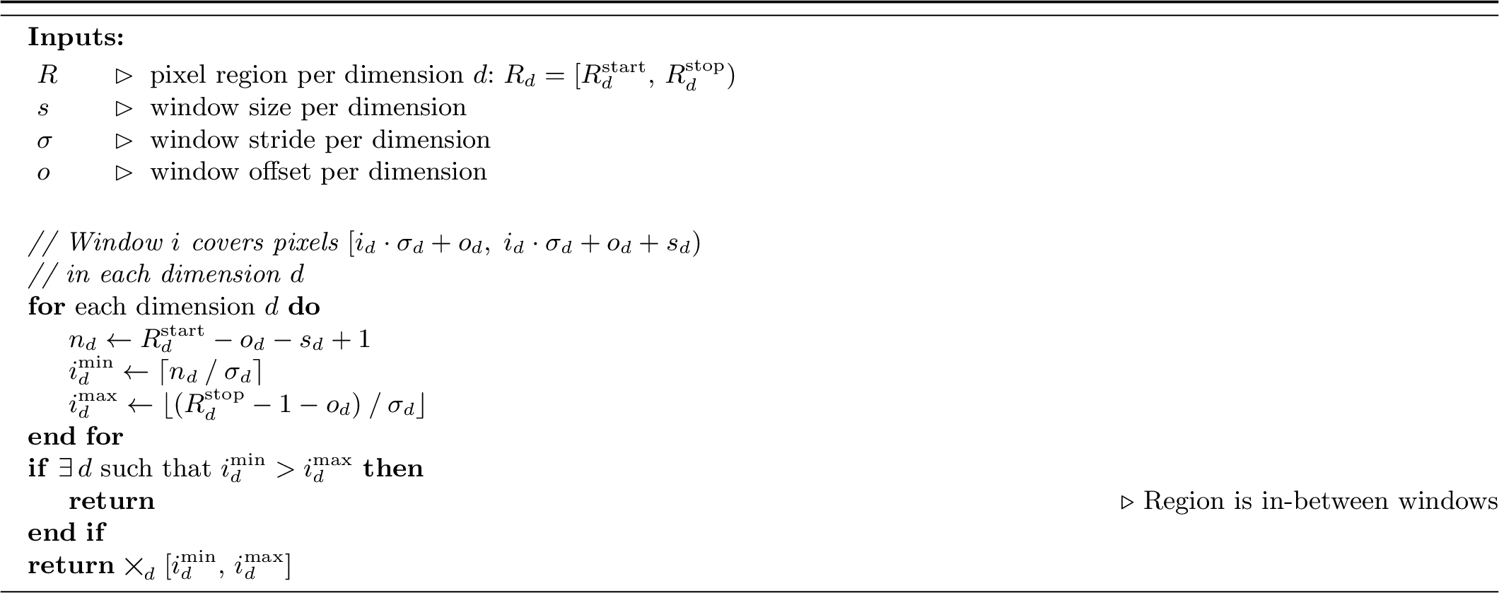 Figure 11: Finding all windows intersecting a pixel region