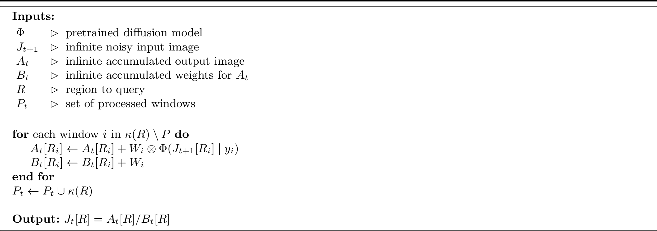 Figure 2: Querying J_t[R] (t < T) with InfiniteDiffusion.