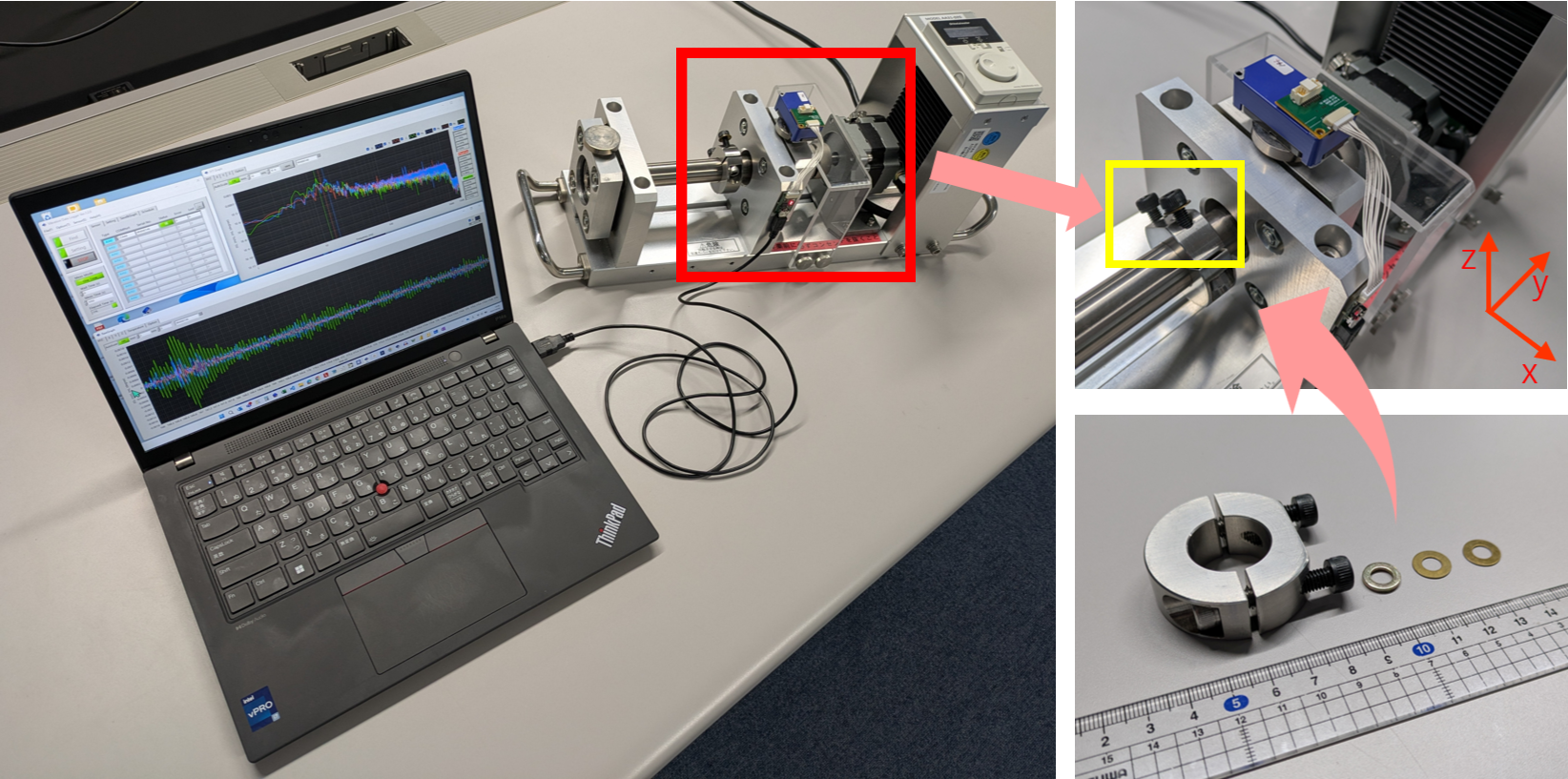 Figure 3: Sensor mounting configuration on the rotor kit apparatus.