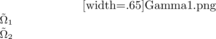 Figure 8: The contour \Gamma^{(1)} and regions \{\tilde{\Omega}_j \}_{j=1}^2.