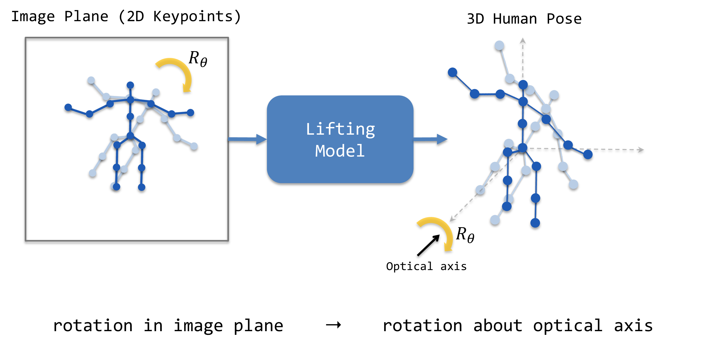 Figure 2: Geometric consistency in the lifting model: rotations in the image plane about the image centre correspond to the rotations about the optical axis in the camera coordinate system.