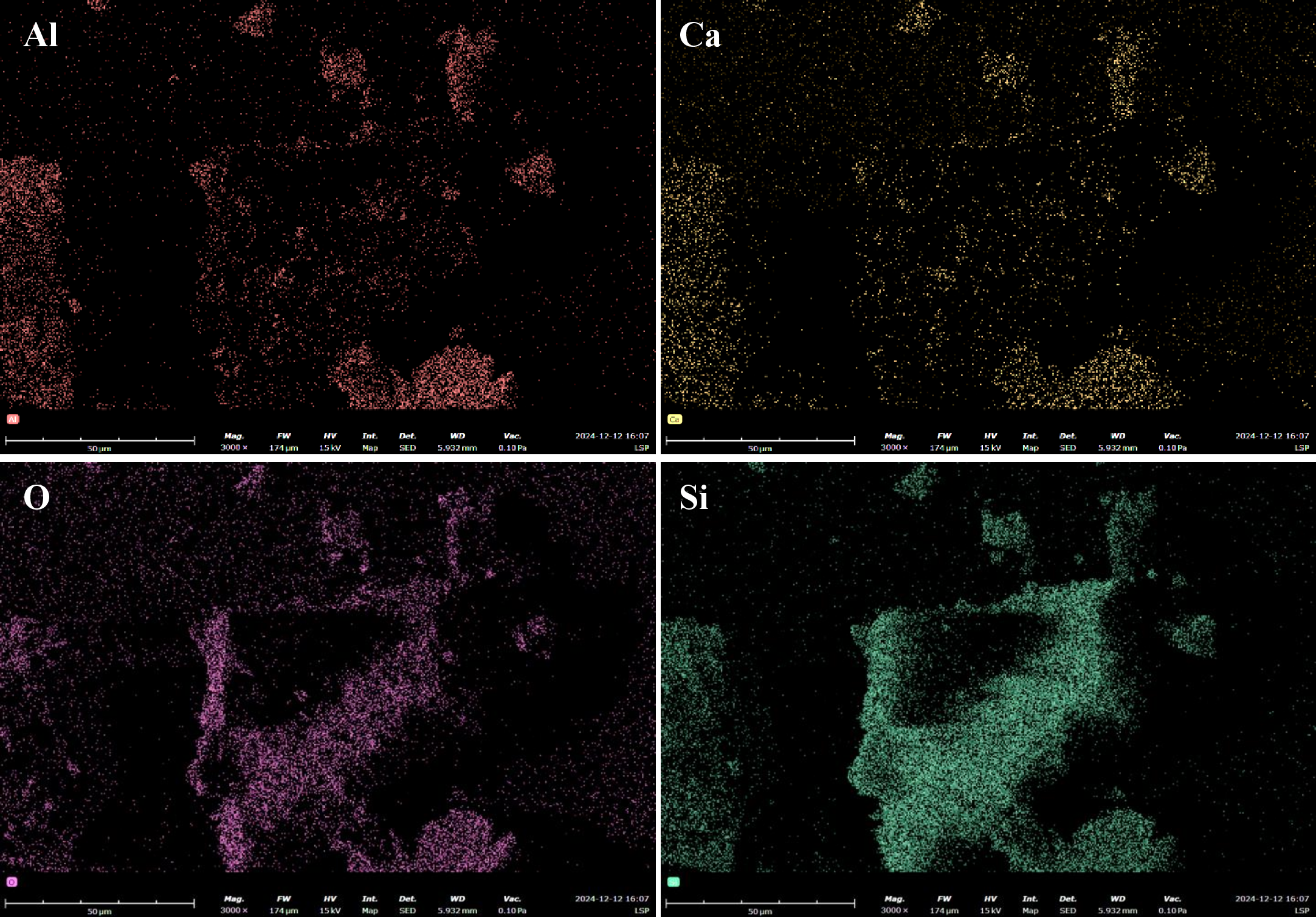 Figure 3: EDX elemental map of LSP-2 simulant.