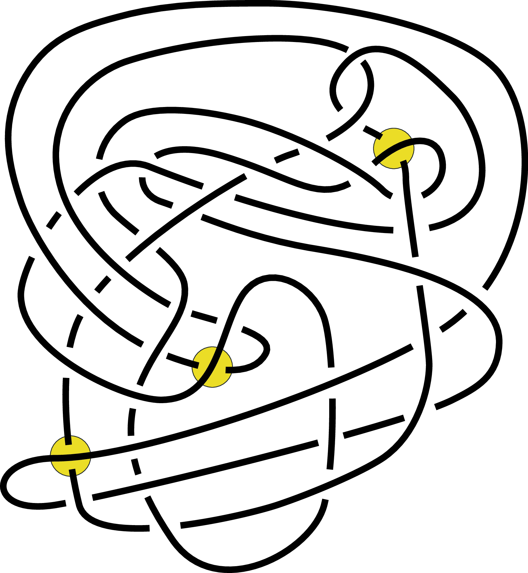 Figure 3: From 4_1\#9_{10} to the unknot