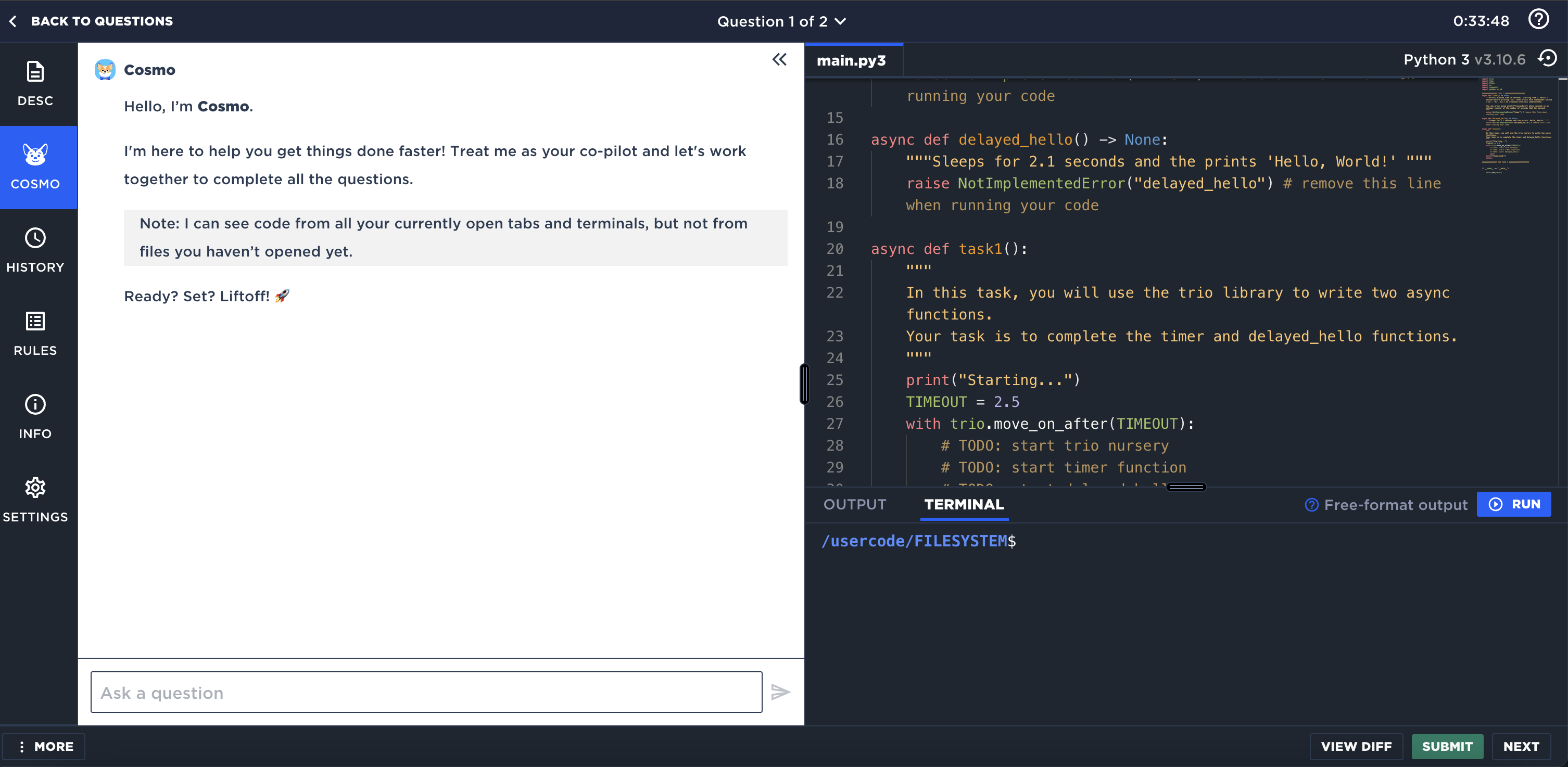 Figure 22: Screenshot of the task platform when interacting with AI Assistant.