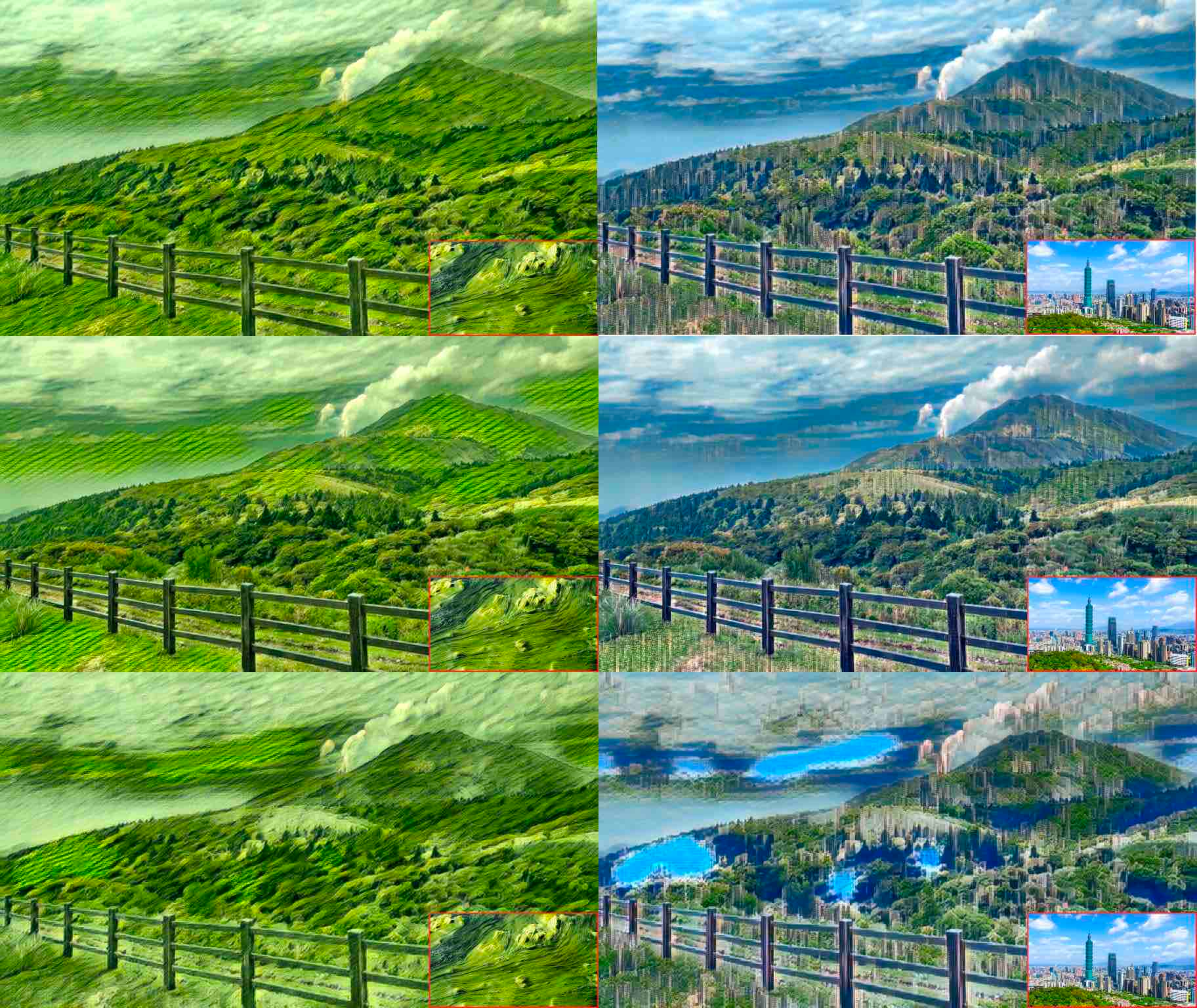 Figure 7: The weight of style in the total loss is controlled by the following values, from top to bottom: w_s = 2, 5, and 8. Higher values result in a more pronounced style effect, but excessively high values can lead to content distortion and loss of quality.