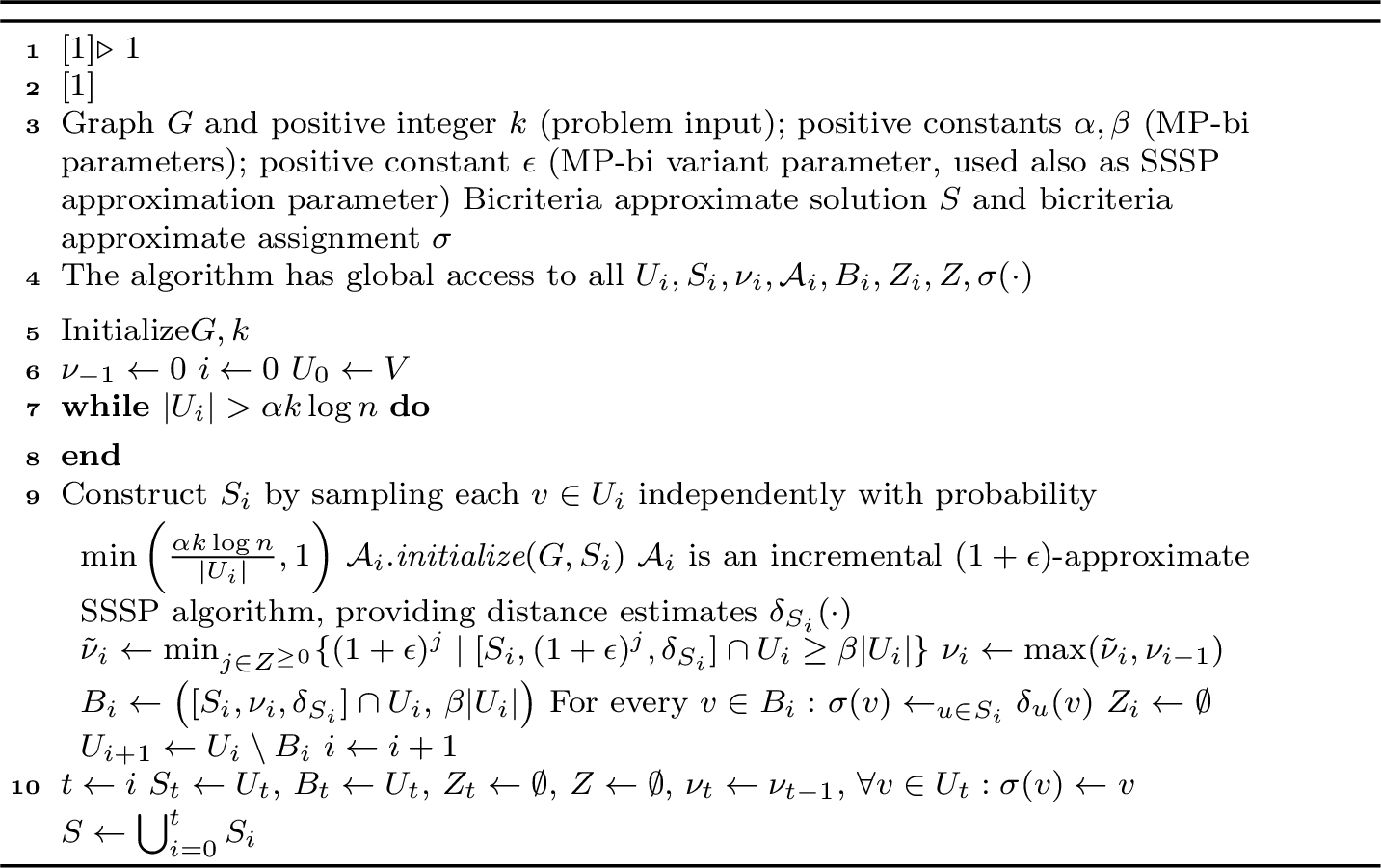 Figure 2: Initialization of Incremental Bicriteria Approximation Algorithm