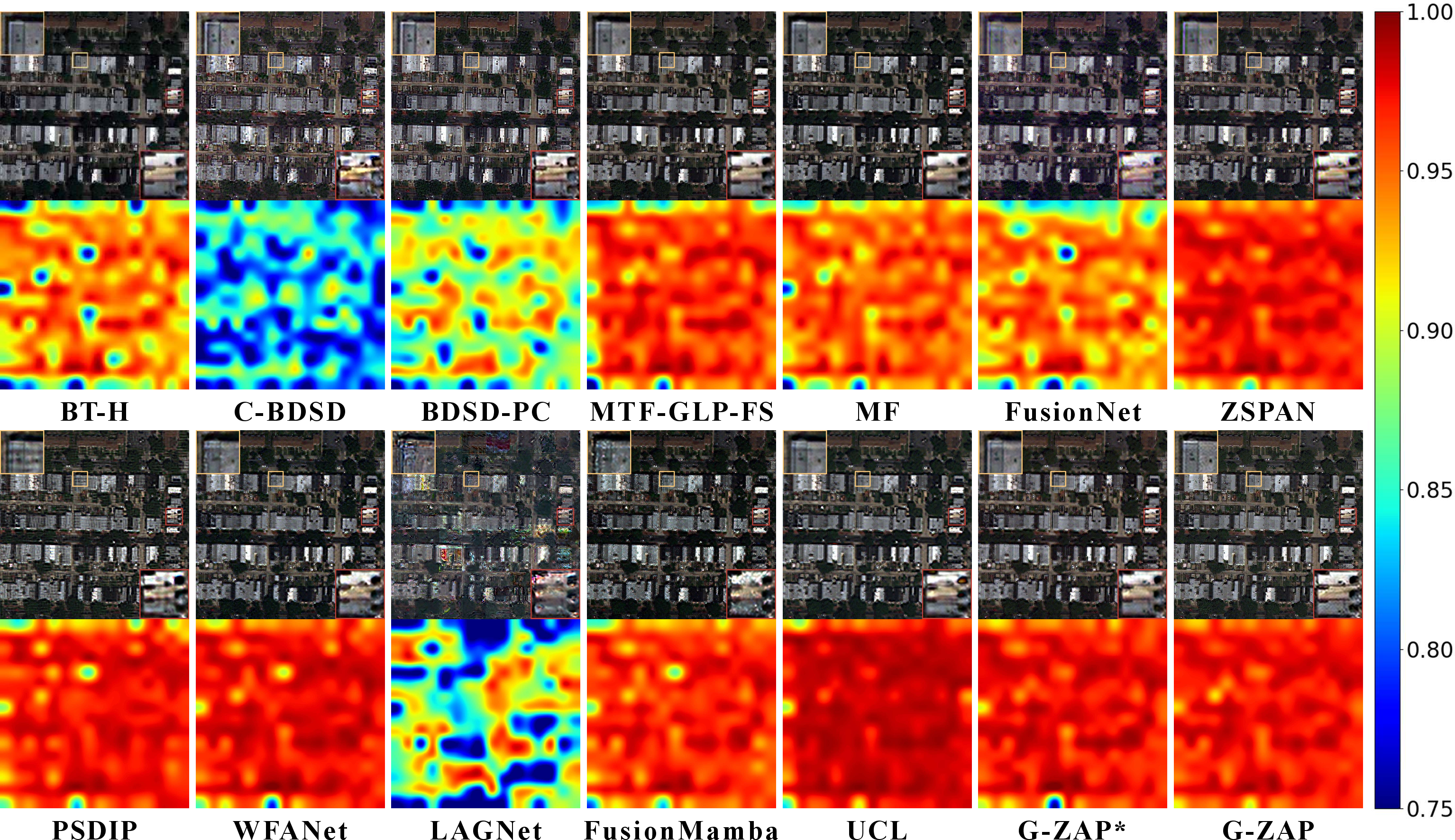 Figure 5: Visual Fusion Image and HQNR Map on a full resolution WV2 example