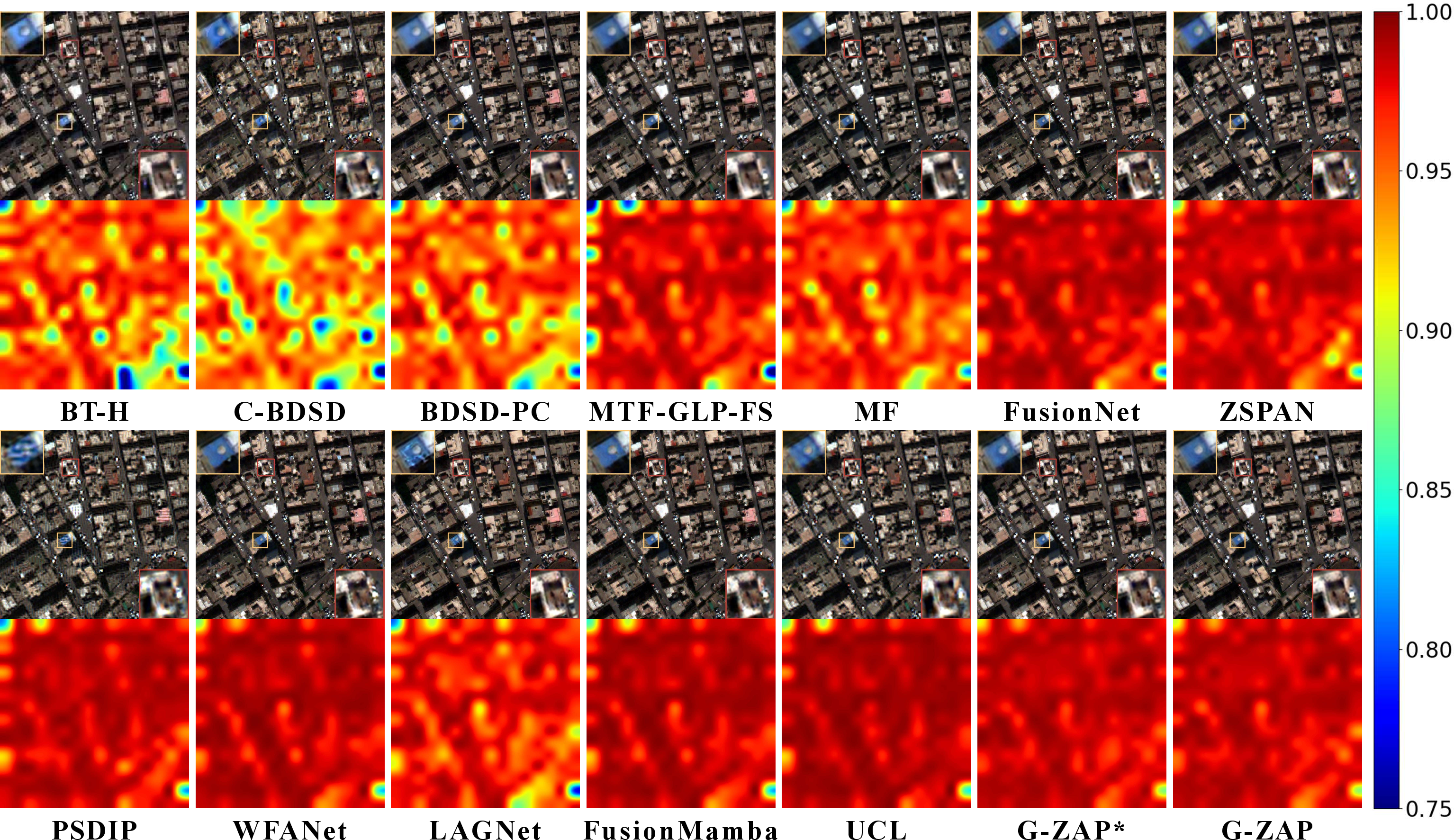 Figure 4: Visual Fusion Image and HQNR Map on a full resolution WV3 example