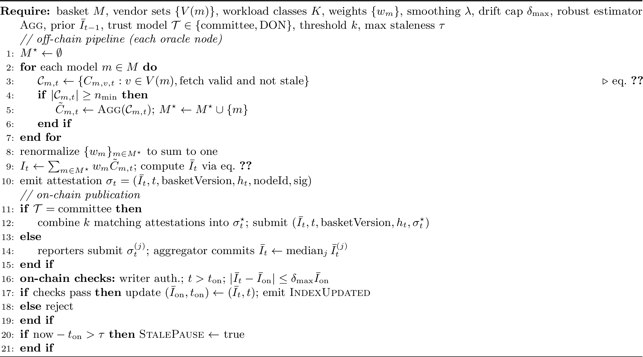 Figure 1: IndexPublication: off-chain computation and on-chain publication at epoch t.