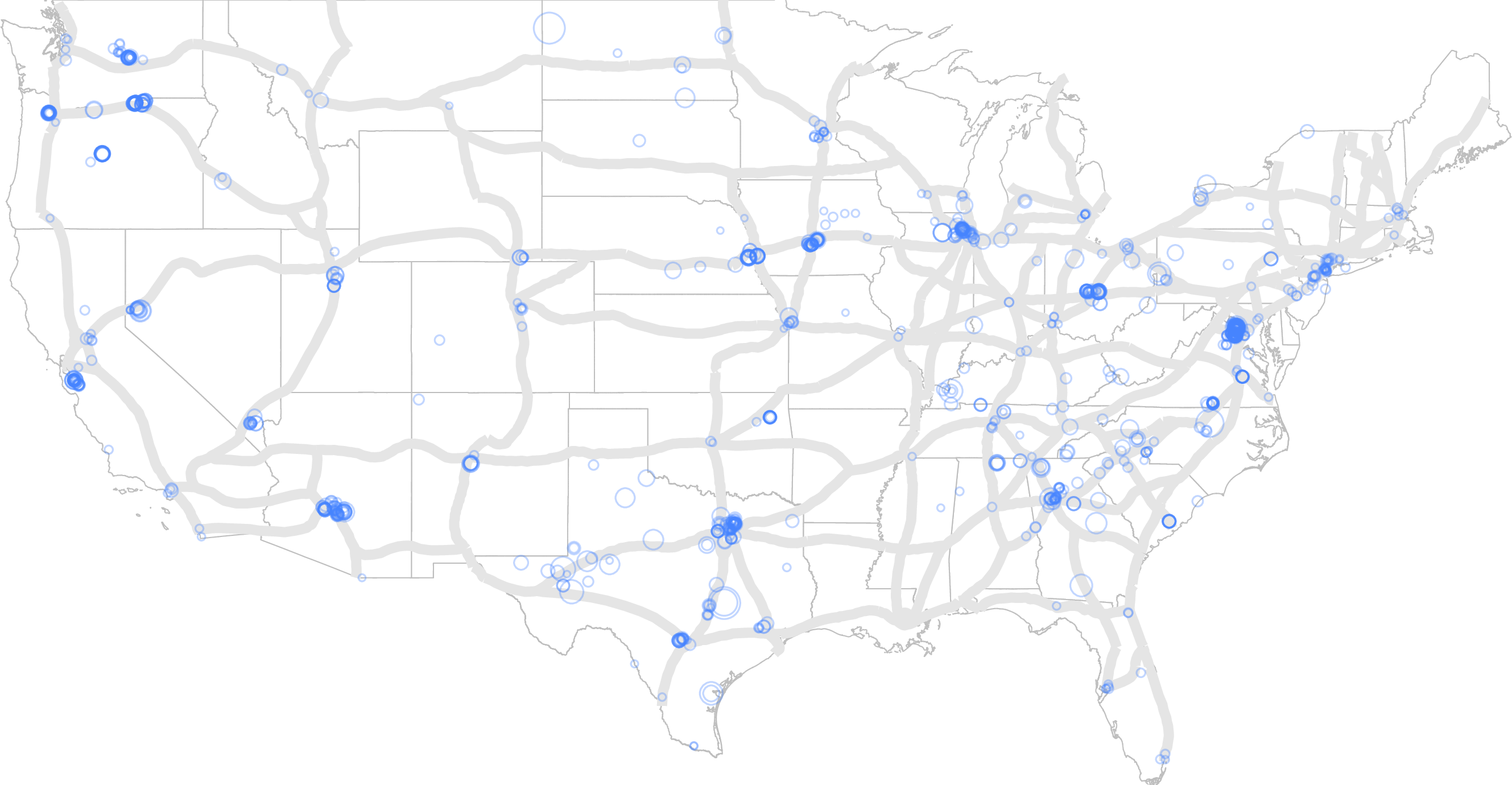 Figure 3: Data Center Additions and the 1947 Interstate Highway Plan