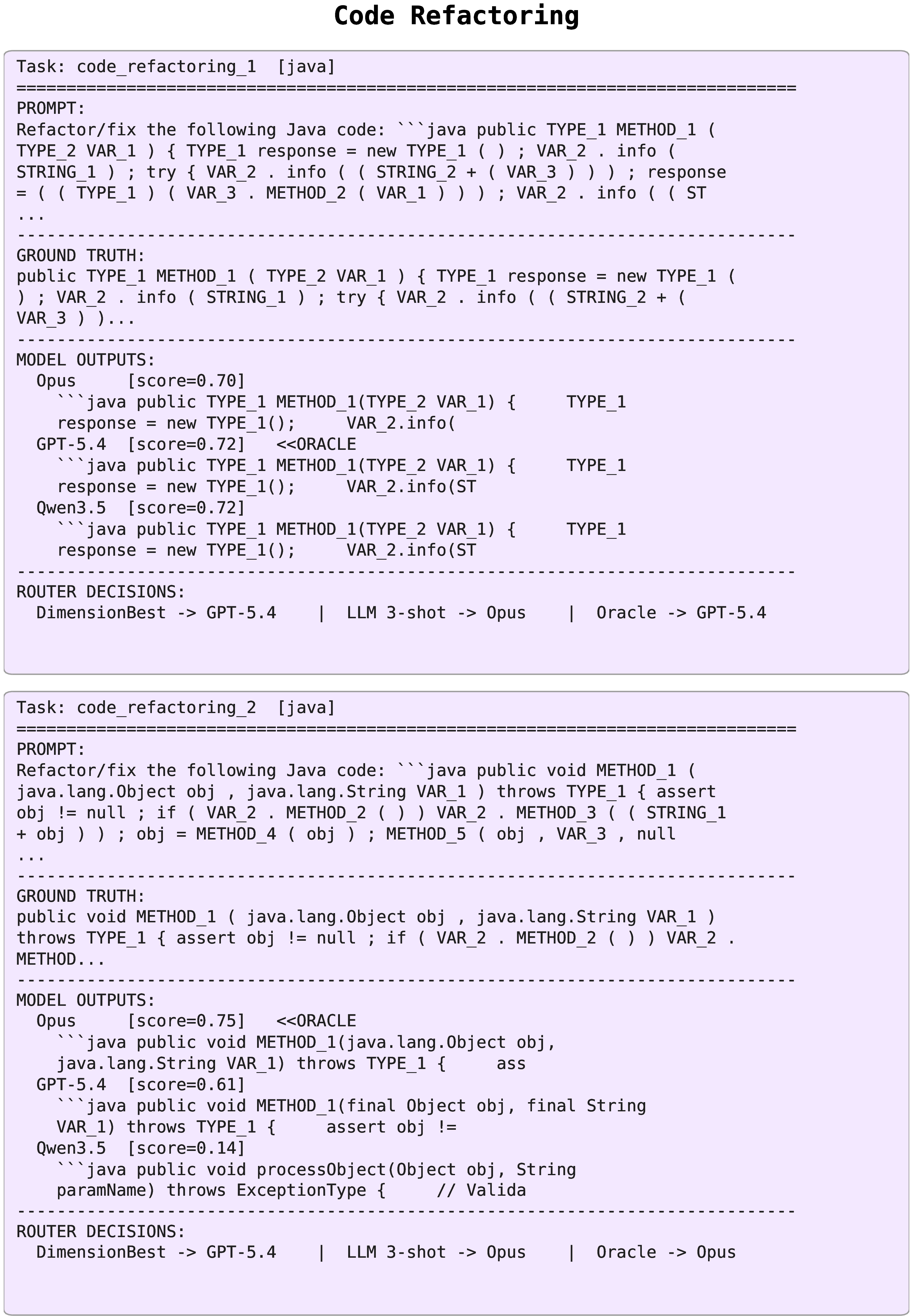 Figure 16: Code Refactoring examples.