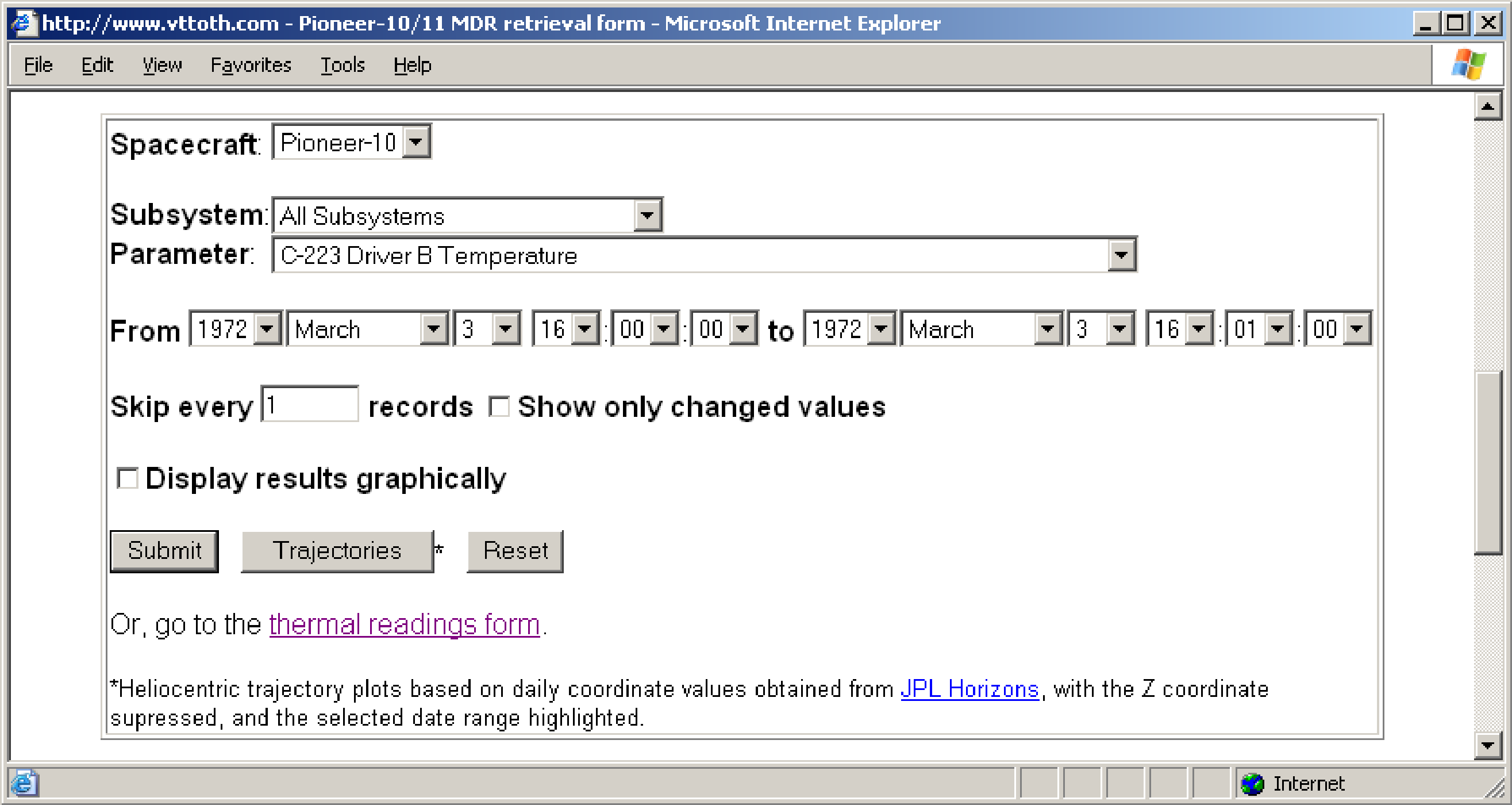 Figure 9: Interactive Web page for reading MDRs.