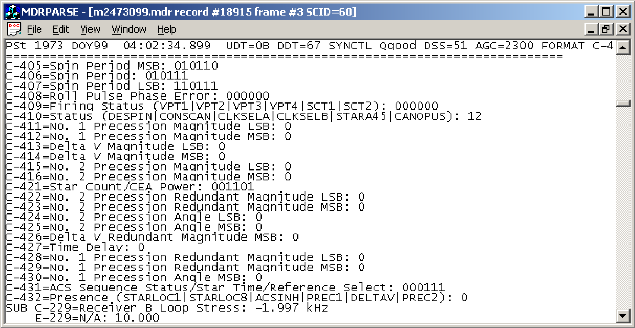 Figure 8: The interactive Windows application for reading MDRs.