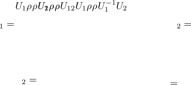 Figure 2: Physical motivation of the sampling strategy for a dynamics \mathcal{D}=(\mathcal{E}_1, \mathcal{E}_2) used in this work. A randomly sampled first map \mathcal{E}_1 can be understood as the application of a random global system-environment unitary operation. While in reality, after having implemented \mathcal{E}_1 the map \mathcal{E}_2 is realized in terms of a second random unitary operation U_{12} on system and environment, it suffices to generate a second map \mathcal{E}_2 independently. This can be seen by decomposing U_{12}=U_2 \circ U_{1}^{-1}, which implies that a randomly generated map corresponding to the consecutive random unitaries U_1 and U_{21} contains the same information as an independently generated map corresponding to the unitary U_2. Note that the environment need not be of the same size as the system and can consist of many subenvironments such that the unitary operations U_1 and U_{12} and hence also U_1 and U_2 may act trivially on some of those subenvironments.
