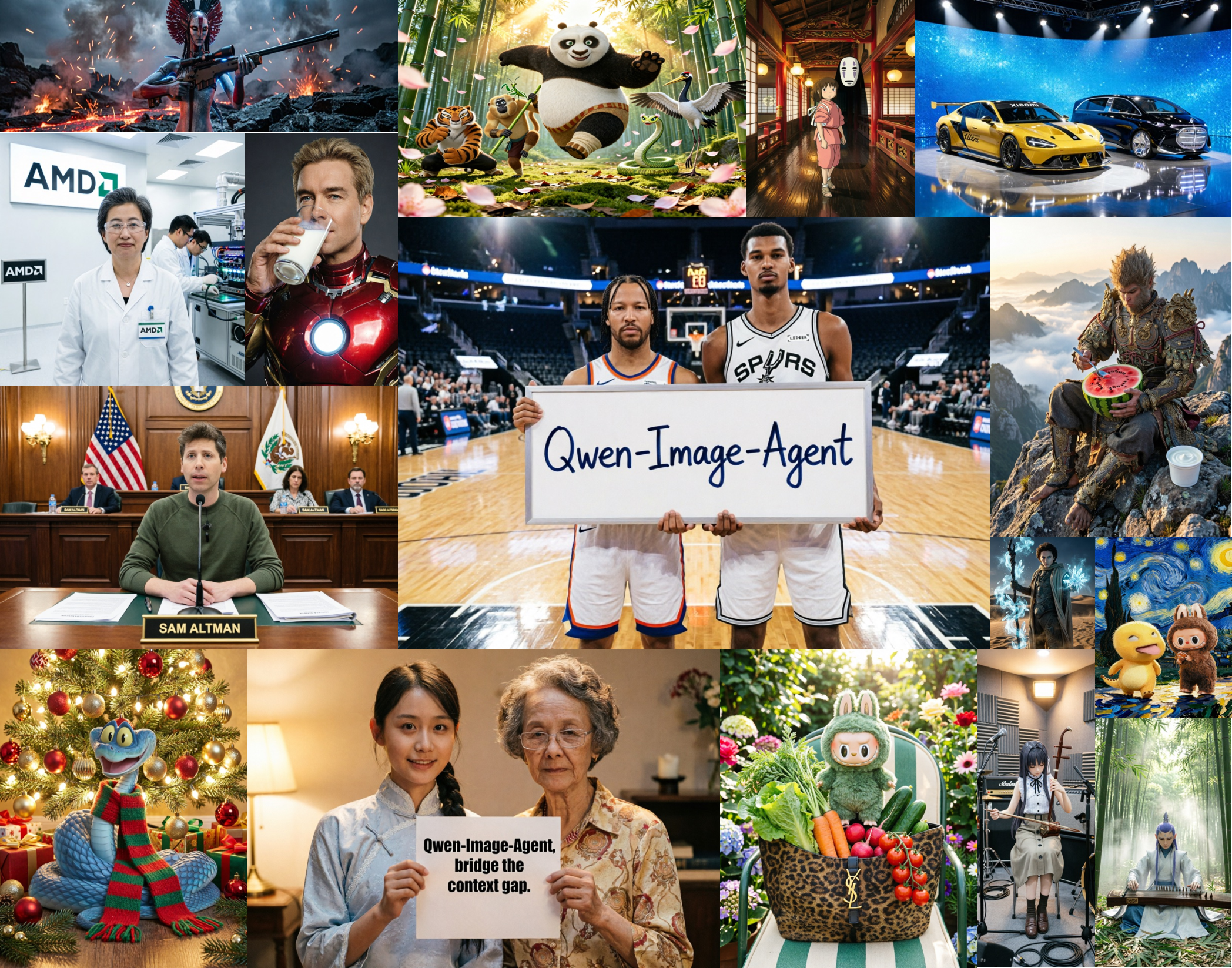 Figure 1: Qwen-Image-Agent examples, generated without providing visual references.