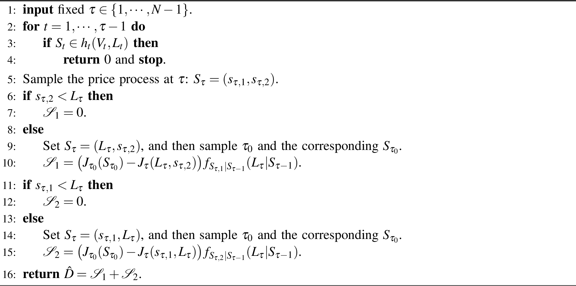 Figure 3: A single replication of the conditional Leibniz estimator for \frac{d}{d L_\tau}{\mathbb{E}}(\psi(S_{1:N}))