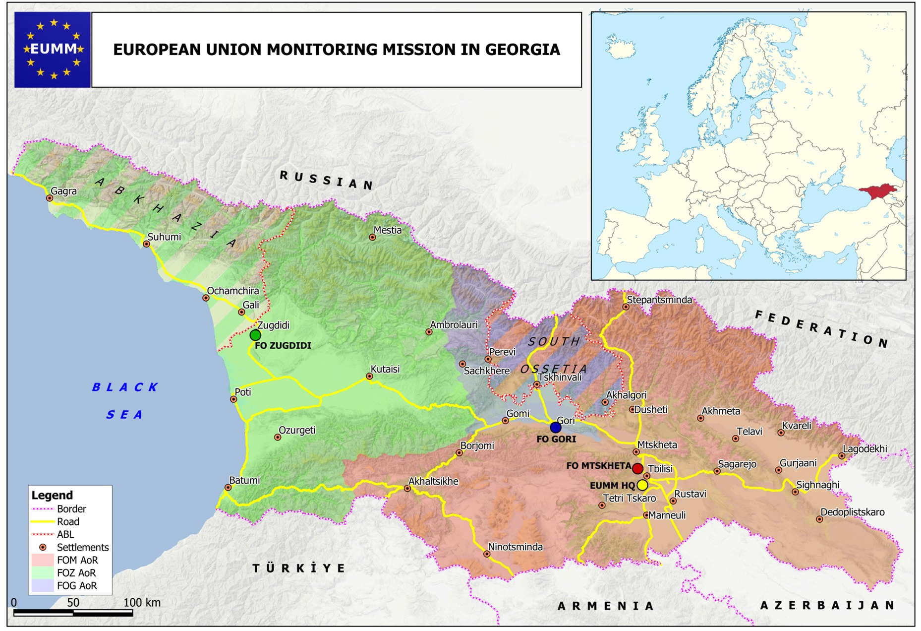 Figure 1: EUMM monitoring mission in Georgia (https://www.eumm.eu/)