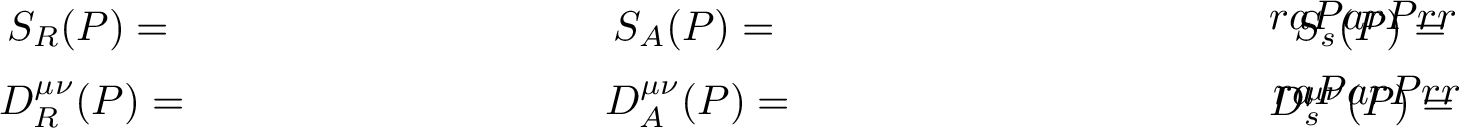 Figure 1: Free propagators in the r/a representation. Lorentz indices on gauge-boson lines are suppressed.