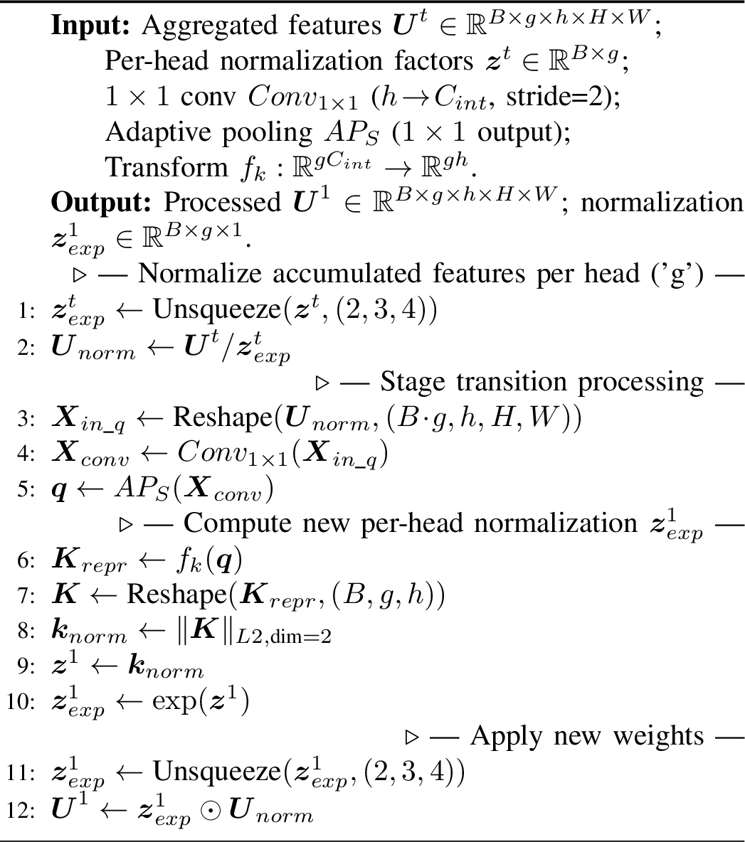 Figure 6: Adjust \boldsymbol{U}^t and z^t when crossing stages