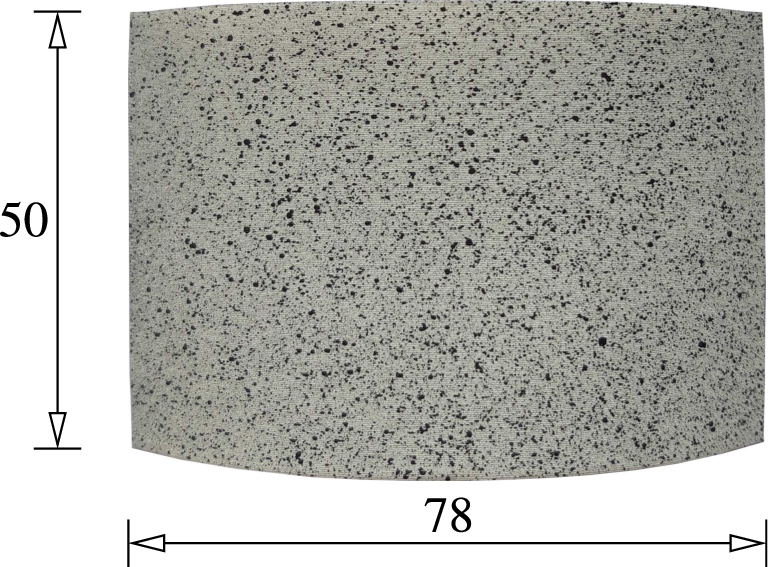 Figure 3: Top view of additively manufactured polymer half-shell specimen for thermal analysis on a curved surface (dimensions in mm)