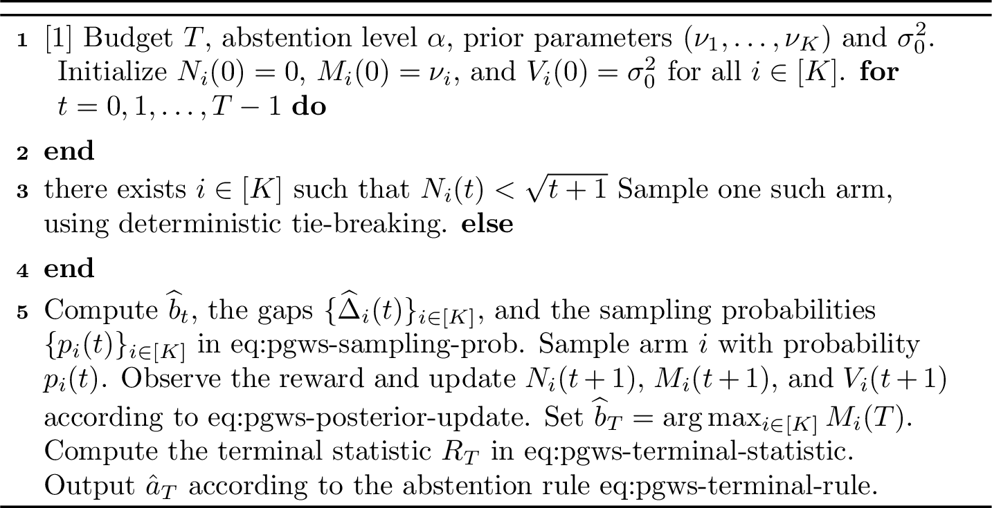 Figure 1: Posterior Gap Weighted Sampling with Abstention (PGWS(\alpha))