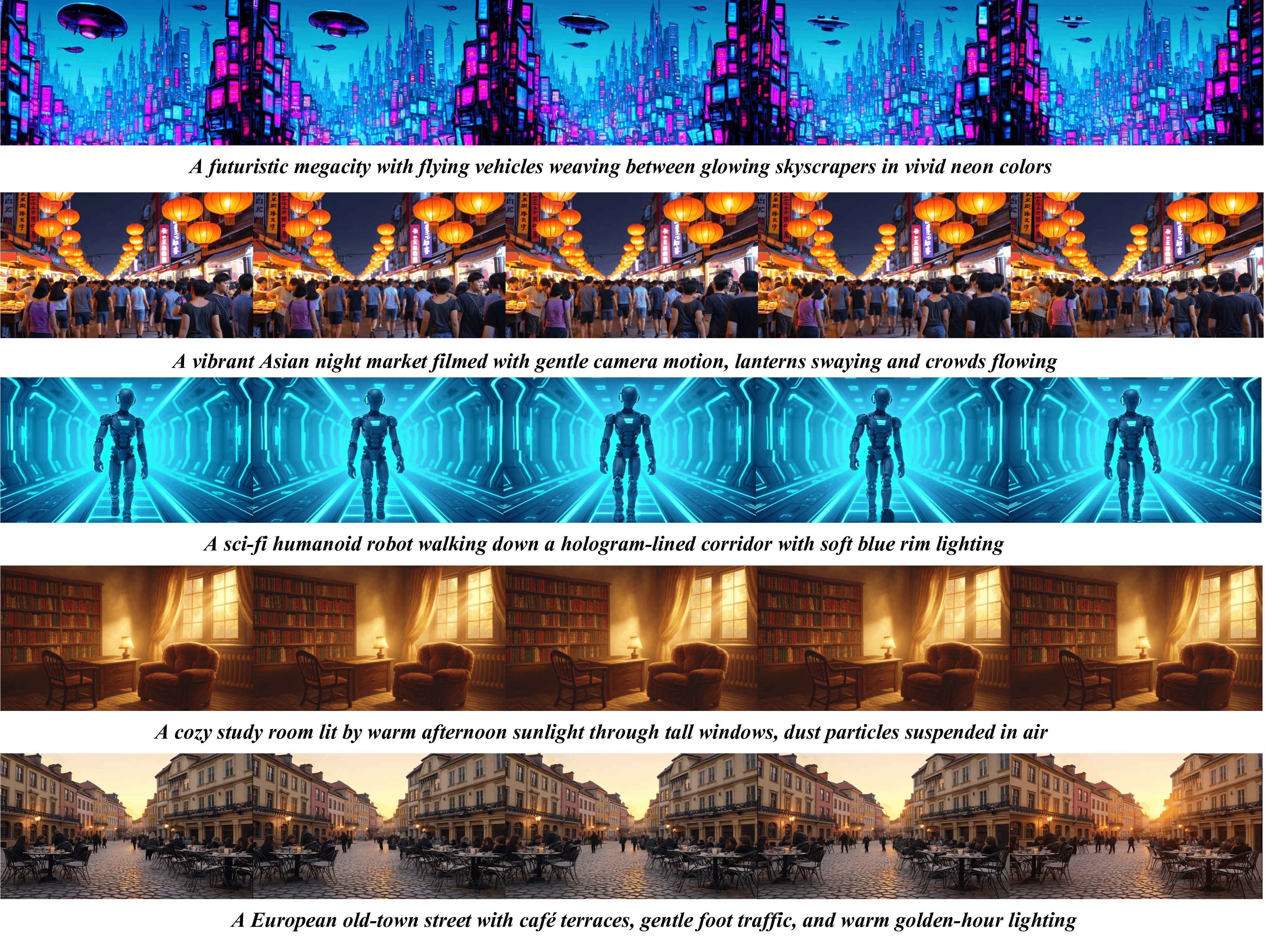 Figure 4: Visualizations of text-to-video generation.