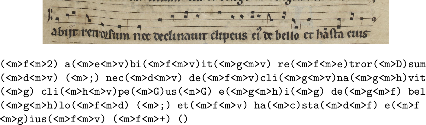 Figure 4: An example from Solesmes dataset with its transcription encoded in S-GABC.